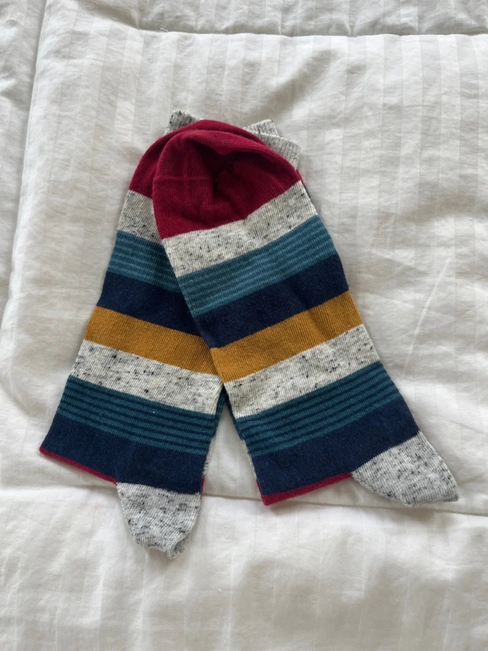 Stance Striped Crew Socks in Burgundy, Mustard, Teal, Navy, Heather Gray - Picture 2 of 3